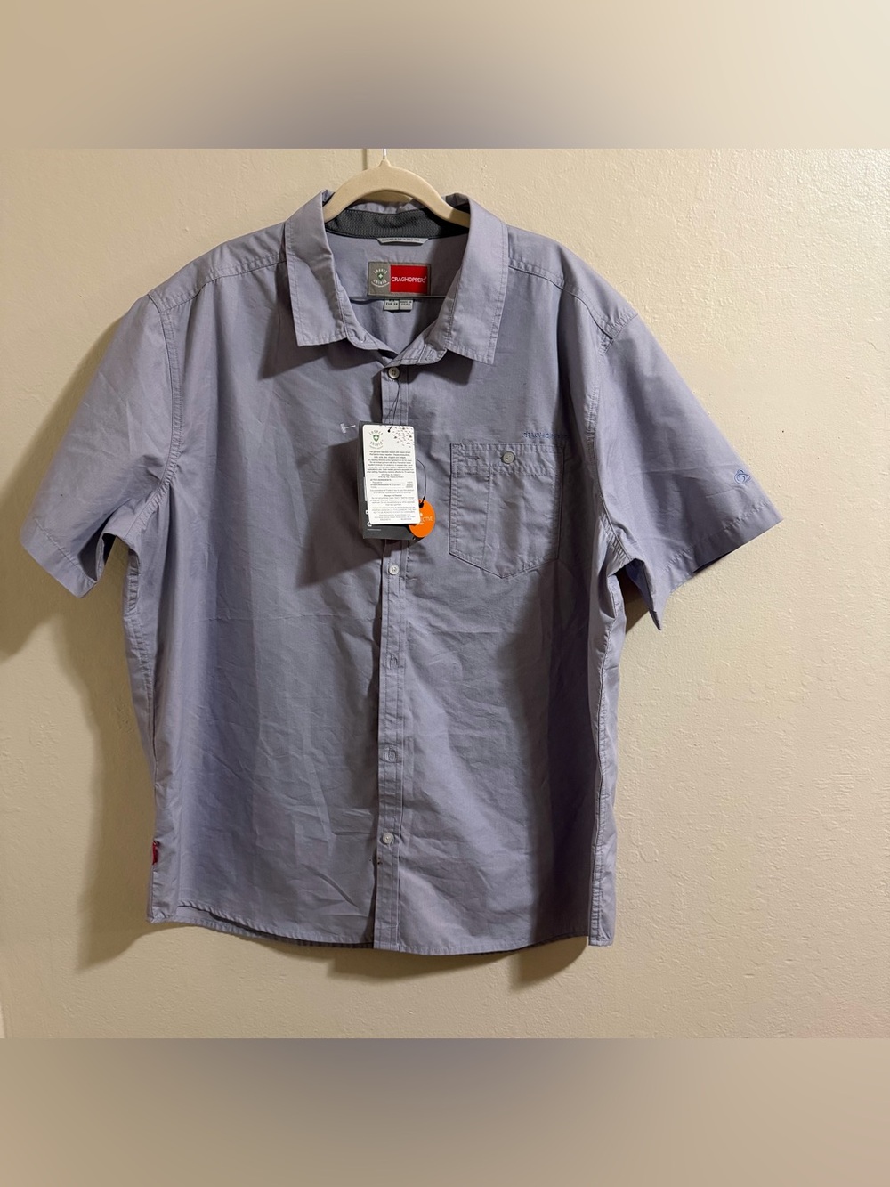 Craghoppers Men's Short Sleeve Performance Shirt - XXL - NWT blue grey